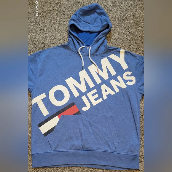 VTG Tommy Hilfiger pullover hooded sweatshirt, red whit blue mens size XLG - Picture 10 of 11